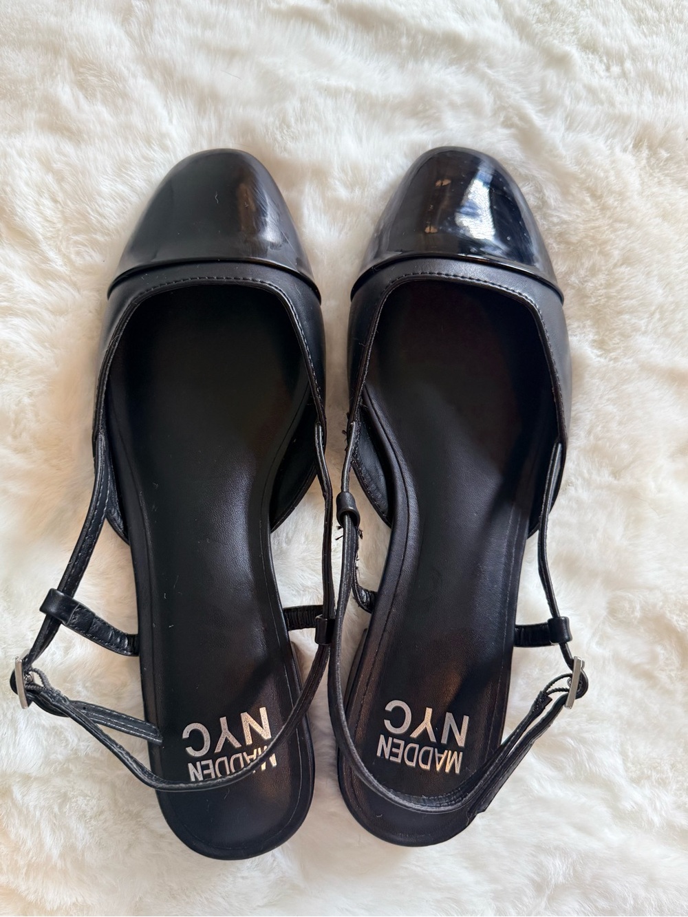 Madden NYC Slingback Flats Black Pointed Toe Shoes Comfort Foam Womens Size 8